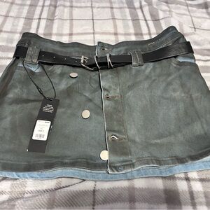 Fashion nova  Denim Mini Skirt with Black Belt